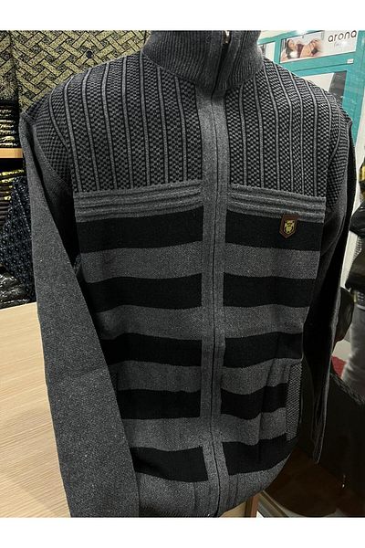 TCR Men's Knitwear Zippered Pocket Patterned Cardigan