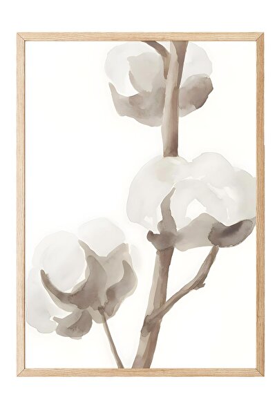 Postifull Ahşap Çerçeveli Tablo, Poster ve Çerçeve Seti, Aquarelle Cotton Flo...