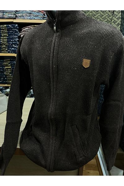 TCR Men's Knitwear Zippered Pocket Patterned Cardigan