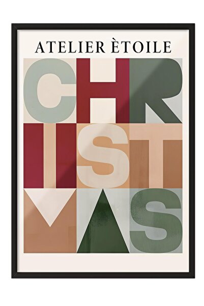 Postifull Siyah Çerçeveli Tablo, Yılbaşı Poster, Yılbaşı Dekoru,Graphic Chris...