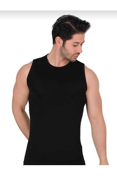 Berrak 1026 Model Men's Single Jersey Crew Neck Lycra Tank Top - Sleeveless Single Pack
