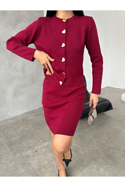 Bak'ap Set de cardigan pentru tricotaje la modă cu nasturi în inimă