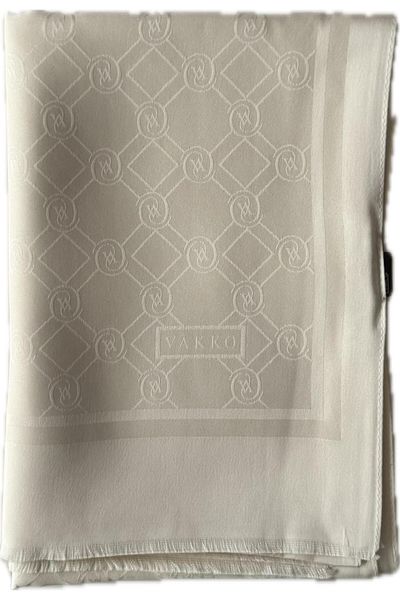 Vakko Şal Jacquard Monogram Seria Specială 40830-Ecru
