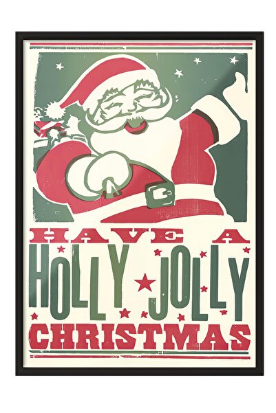 Postifull Tablou cu ramă neagră, poster de Crăciun cu ramă, Holly Jolly Chris...