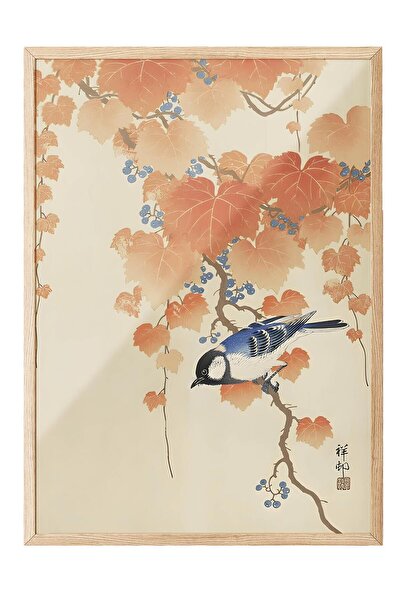 Postifull Tablou cu rama din lemn, set de postere si rame, Ohara Koson - Bird...