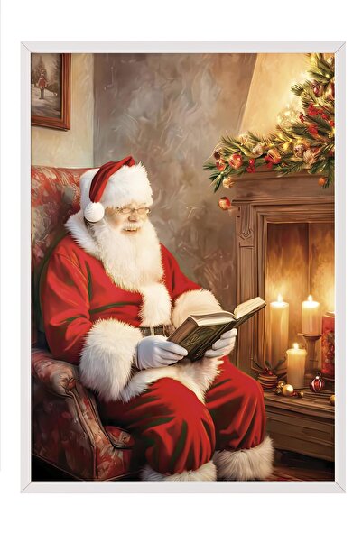 Postifull Tablou cu rama alba, poster de Anul Nou, decor de Anul Nou, seria R...