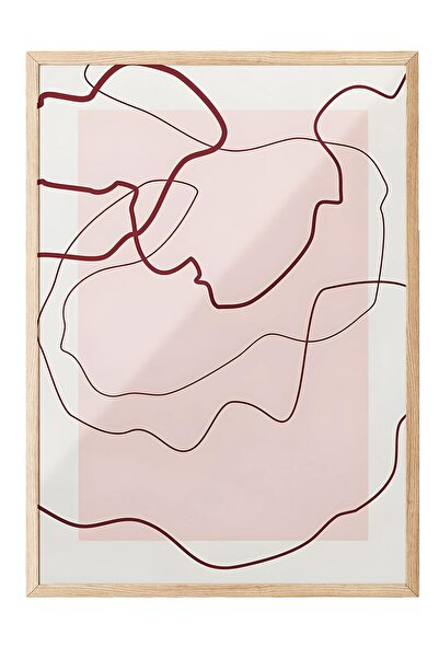 Postifull Tablou cu ramă din lemn, set de postere și rame, Abstract Red Lines...