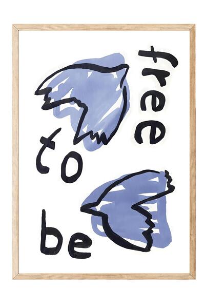 Postifull Tablou cu rama din lemn, set de postere si rame, seria Free to Be C...