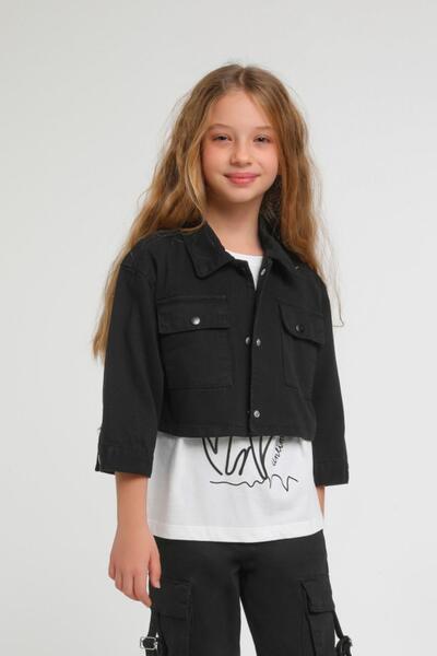 Escabel Girl's 5-14 Years Old Colorful Denim Jacket Black