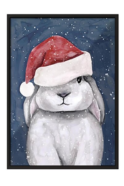 Postifull Black Framed Painting, New Year Poster, New Year Decoration, Christmas Bunny Comfort Series No:108661