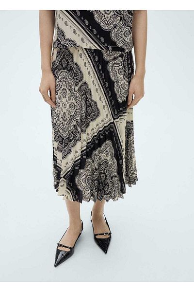 MANGO Woman Fusta plisată cu model Paisley