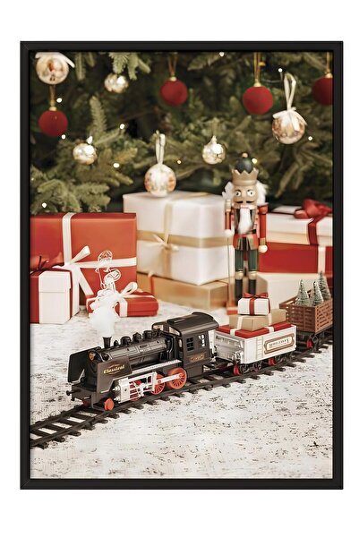 Postifull Tablou cu rama neagra, poster de Anul Nou, decor de Anul Nou, Aroun...