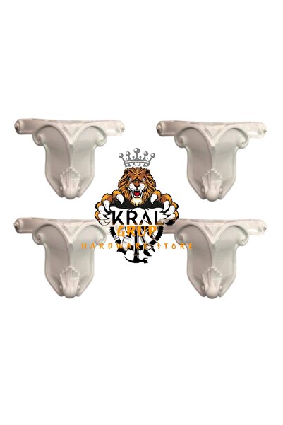 KRAL HIRDAVAT Lion Leg, 4 Pieces, 12 Cm, White Furniture Leg, Plinth Leg, Sofa Leg