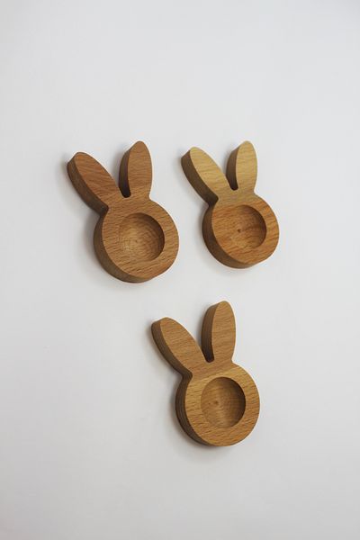 Teknofors Wooden Egg Bowl Tableware Presentation Rabbit (Set of 3)