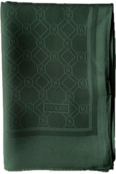 Vakko Şal jacquard cu monogramă din seria specială 40830-verde smarald