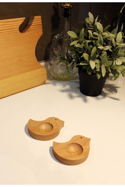 Teknofors Set of 2 Wooden Chick Egg Holder Tableware Presentation