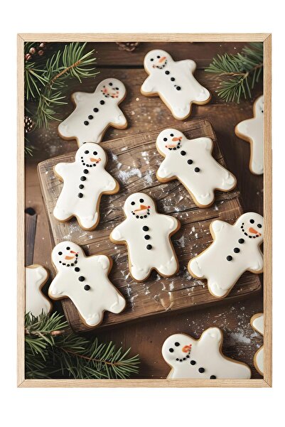 Postifull Tablou cu rama din lemn, poster de Anul Nou, decor de Anul Nou, Gin...