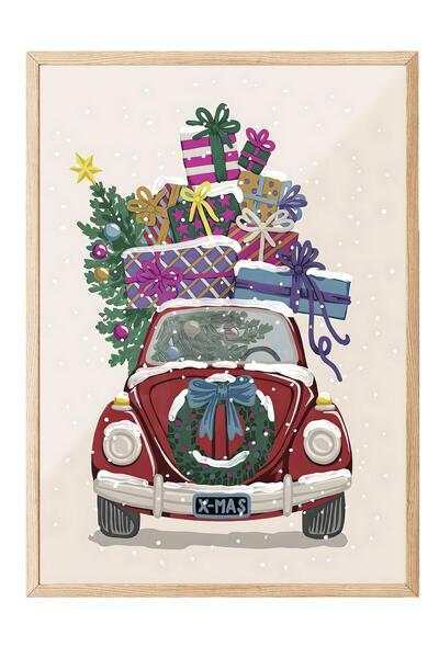 Postifull Wooden Framed Painting, New Year Poster, New Year Decoration, Ready for Christmas Comfort Series No:108664
