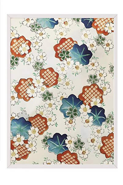 Postifull Tablou cu rama alba, pictura de perete, Watanabe Seitei - Floral Pattern Comfort Series NR:108696
