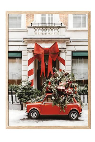 Postifull Ahşap Çerçeveli Tablo, Çerçeveli Yılbaşı Poster, Parked for Christm...