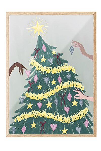 Postifull Tablou cu rama din lemn, poster de Anul Nou cu rama, decor de Anul ...