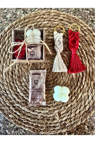 Larmina Decoration Cutie cadou Breloc macrame cafea și lumânare 10 bucăți