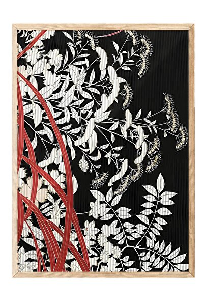 Postifull Tablou cu rama din lemn, set de postere si rame, seria Japanese Flo...