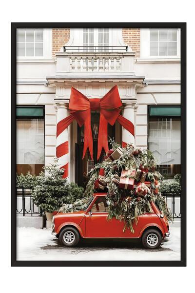 Postifull Siyah Çerçeveli Tablo, Çerçeveli Yılbaşı Poster, Parked for Christm...