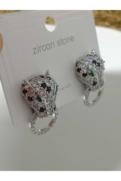 mos&more Zircon Stone Tiger Design Stylish Women's Earrings