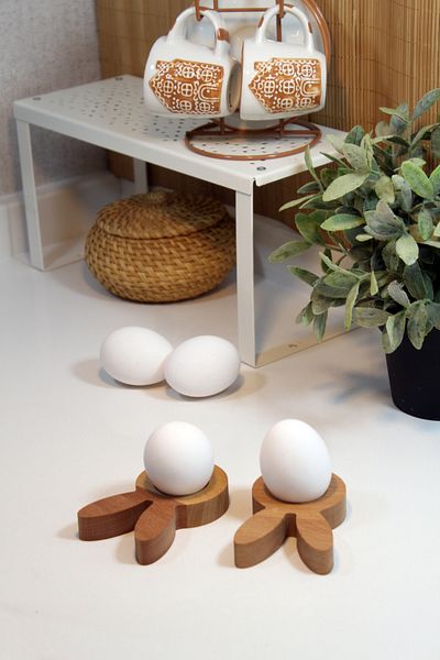 Teknofors Wooden Egg Bowl Tableware Presentation Rabbit (Set of 2)