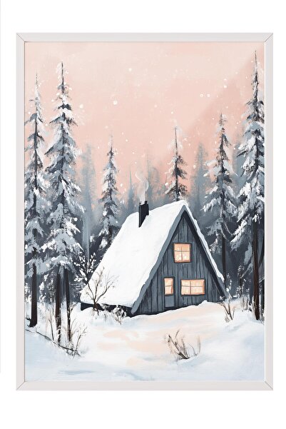 Postifull White Framed Painting, Artistic Design Wall Painting, New Year's Comfort Series No:108738