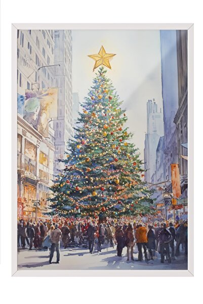 Postifull White Framed Painting, Artistic Design Wall Painting, New Year's Comfort Series No:108736