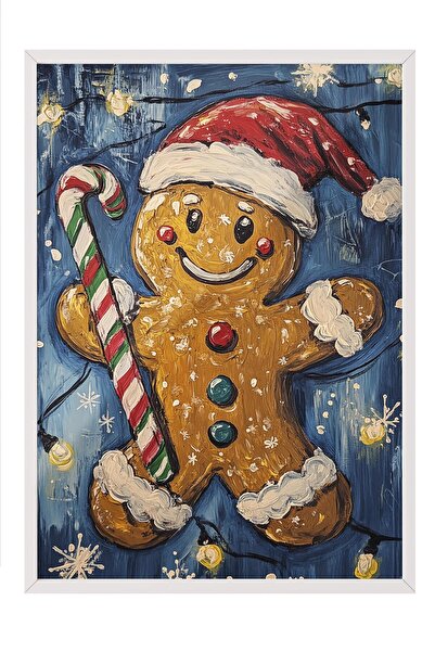 Postifull White Framed Painting, Artistic Design Wall Painting, New Year's Comfort Series No:108760