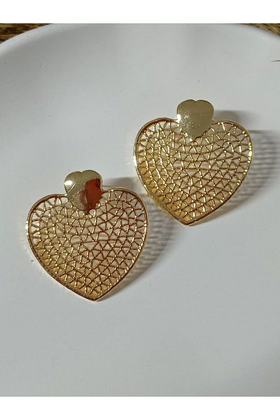mos&more Gold Big Heart Stylish Women's Earrings