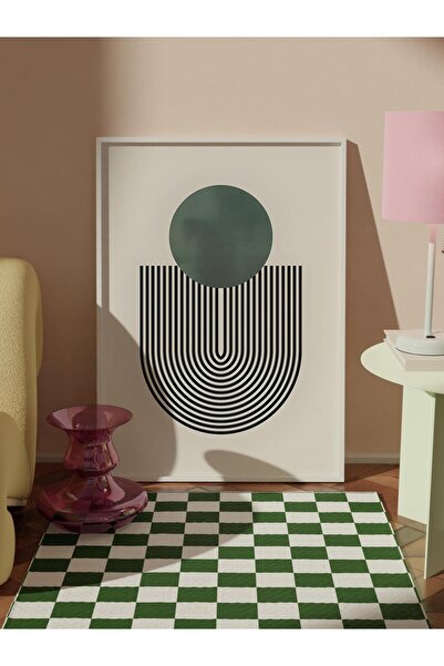 Postifull White Framed Painting, Poster and Frame Set, Mid Century Green No1 Comfort Series No:108589