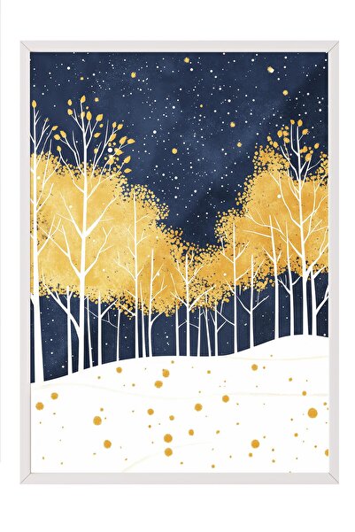 Postifull White Framed Painting, Artistic Design Wall Painting, New Year's Comfort Series No:108816