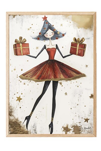 Postifull Wooden Framed Painting, Poster and Frame Set, New Year Comfort Series No:108748