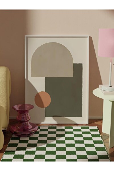 Postifull White Framed Painting, Poster and Frame Set, Earthy Geometrics No2 Comfort Series No:108587