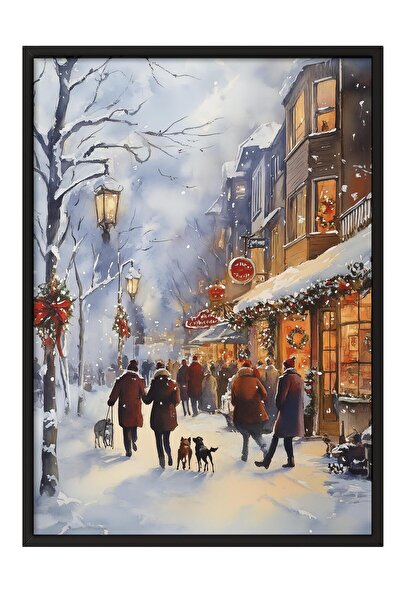 Postifull Siyah Çerçeveli Tablo, Poster ve Çerçeve Seti, Yılbaşı Comfort Seri...