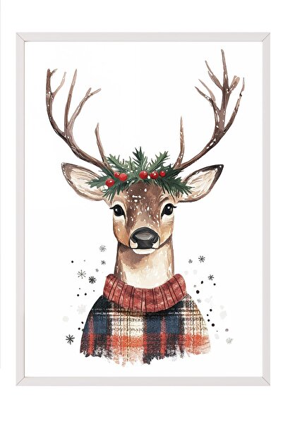 Postifull White Framed Painting, Artistic Design Wall Painting, New Year's Comfort Series No:108812