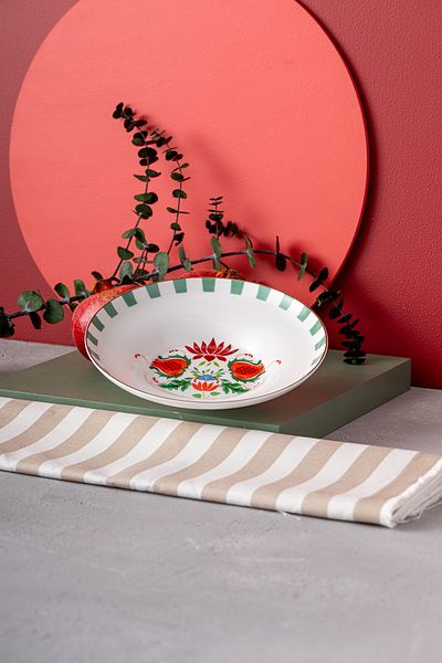 İSTANBUL PORSELEN Green Pomegranate Fine Bonnet Pit Plate - Istanbul Porcelain 22 cm