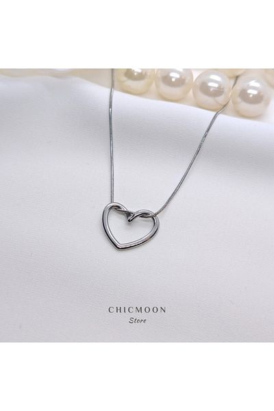 CHICMOON STORE Steel Silver Color Knot Heart Necklace