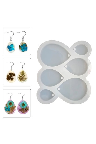 Genel Markalar Silikon Epoksi 6 lı Damla Küpe Kolye  Kalıbı