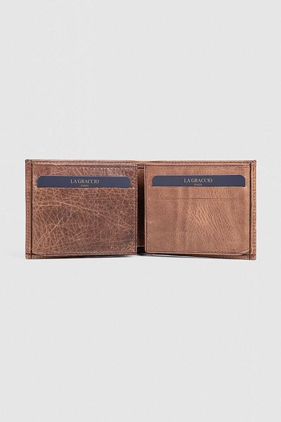 La La'Graccio Paris Мъжки портфейл от естествена кожа La'Graccio Paris, цвят Crazy Brown