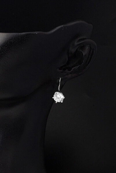 Bilezikci 14 Ayar Beyaz Altın Sarkaç Tektaş Küpe