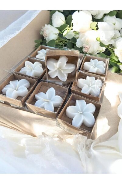 aralmini Özel Tasarım 15 Adet Hawai Hipisküs Çiceği (LOTUS TOKA) Mum Nişan Ni...