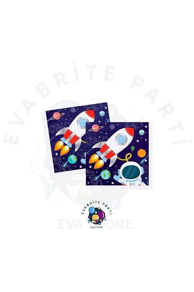 Evabrite 20 منديلًا مطبوعًا بطابع الفضاء - لوازم مجموعة حفلات أعياد الميلاد