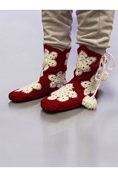 Valore El Örgüsü Tığ İşi Örgü Kadın Yün Patik Ev Botu ve Panduf