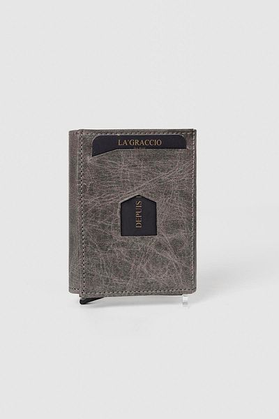 La La'Graccio Paris La'Graccio Paris Genuine Leather Mechanismed Men's Wallet Crazy Gray