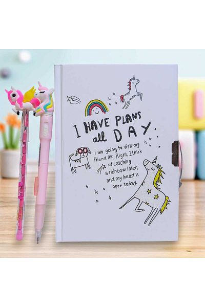 izmir yazici servis Unicorn Locked Notebook Souvenir and Diary Notebook - Unicorn Pen Set Gift Light Pen